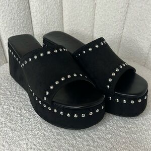 Black Y2K Flatform Stud Sandals